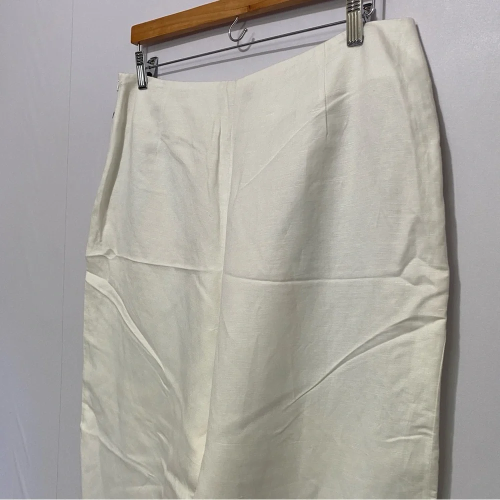 Alexandra Bartlett Women's Linen-Blend Pant Size 14 White Floral‎ Embroidered
